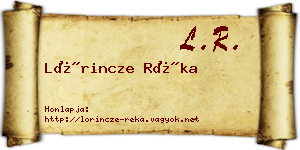 Lőrincze Réka névjegykártya